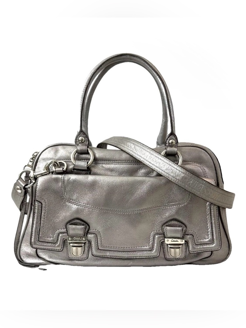 Coach 17888 Poppy Carryall Push Lock Metallic Leather